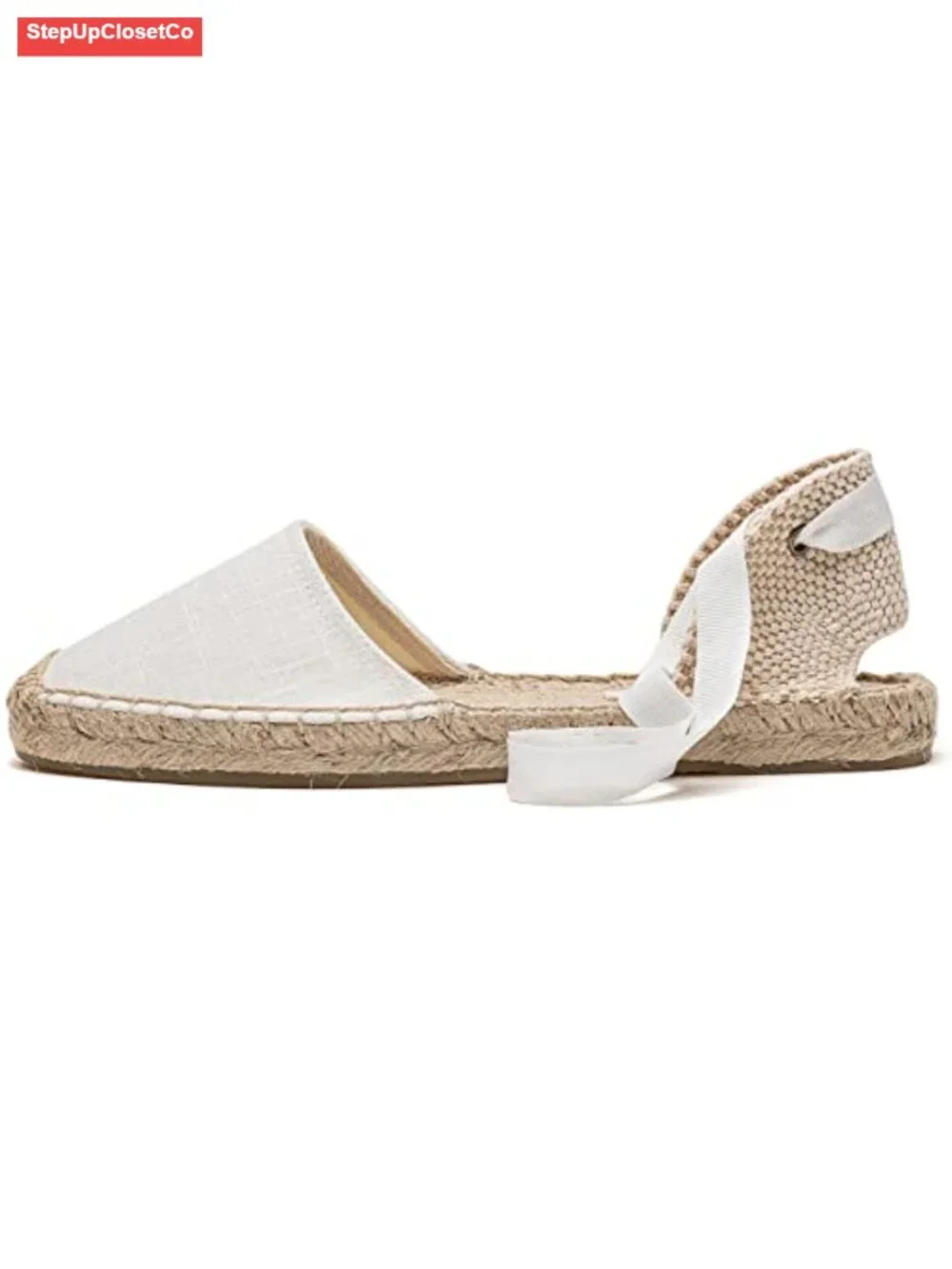 Espadrille Flat Sandals Closed Toe Ankle Wrap Lace Up Canvas